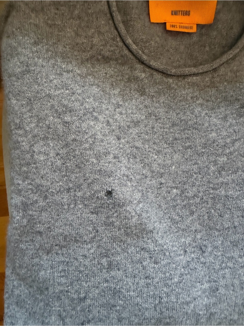 Guest In Residence Women’s Gray Crewneck Sweater - has a hole! - Picture 4 of 4